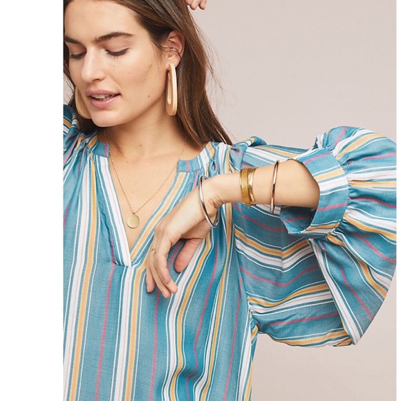 NEW Maeve by Anthropologie Brenda Striped Peasant Blouse, Size S - Picture 3 of 12